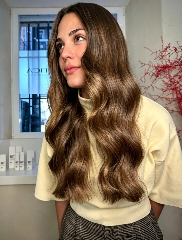 Castaño chocolate con reflejos beige, color de pelo otoño 2026